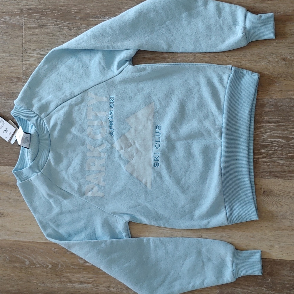 NWT Special Thanks Women's Oversized Apres Ski Club Sweatshirt Blue Size XXS